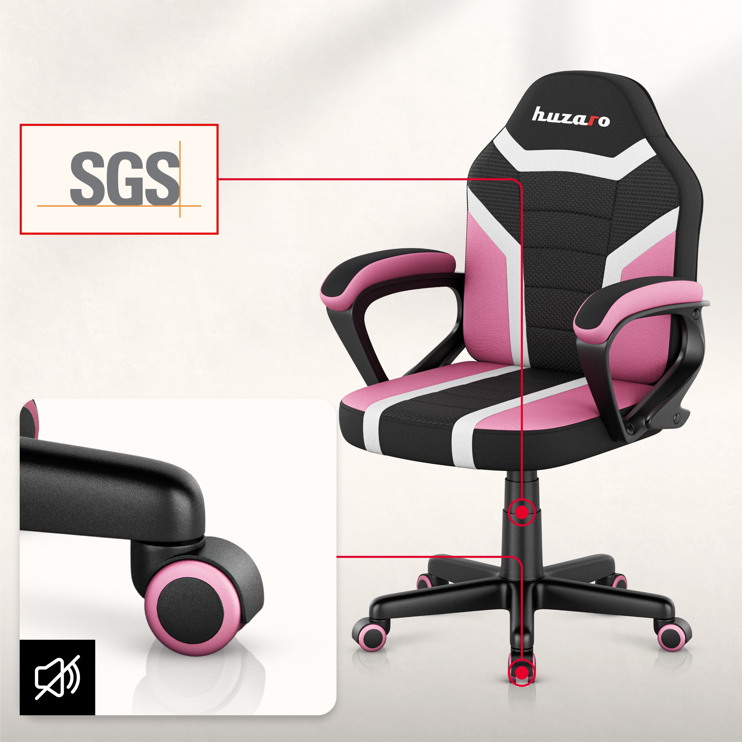 Fotel Gamingowy dla dziecka HUZARO RANGER 1.0 Pink Mesh