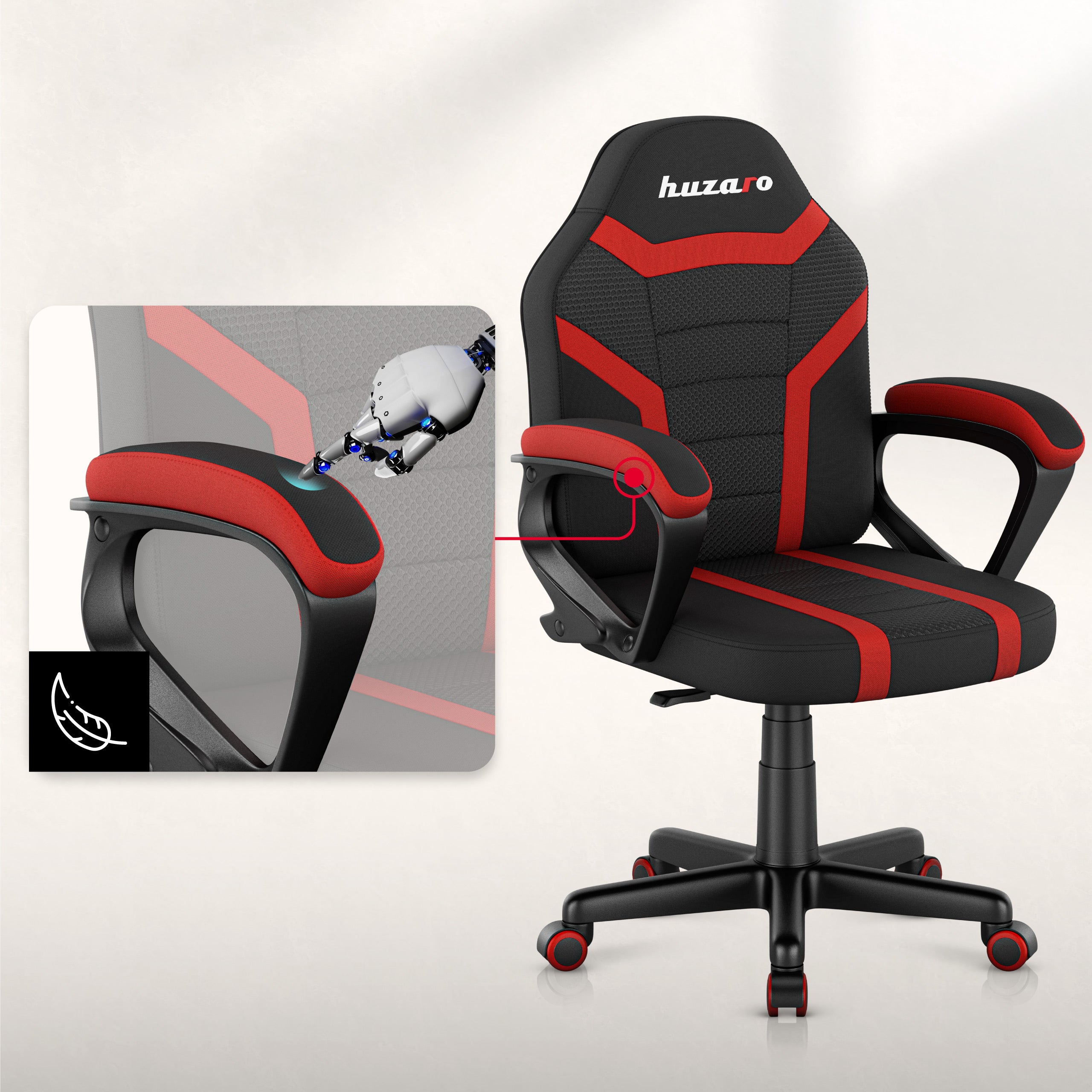 Fotel Gamingowy dla dziecka HUZARO RANGER 1.0 Red Mesh