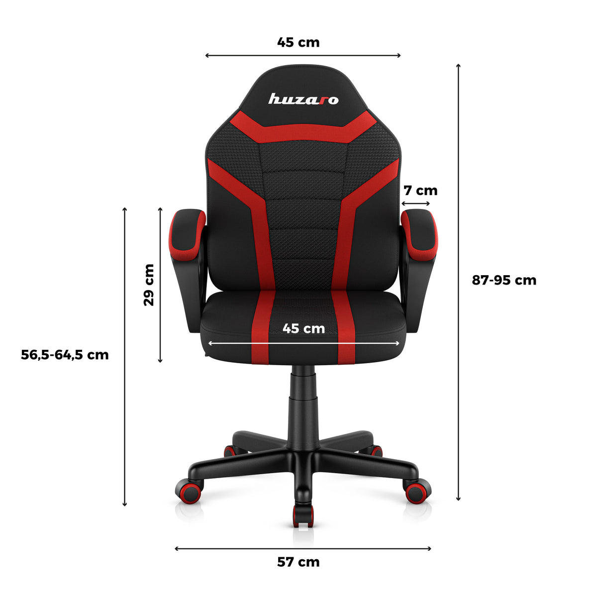 Fotel Gamingowy dla dziecka HUZARO RANGER 1.0 Red Mesh OUTLET