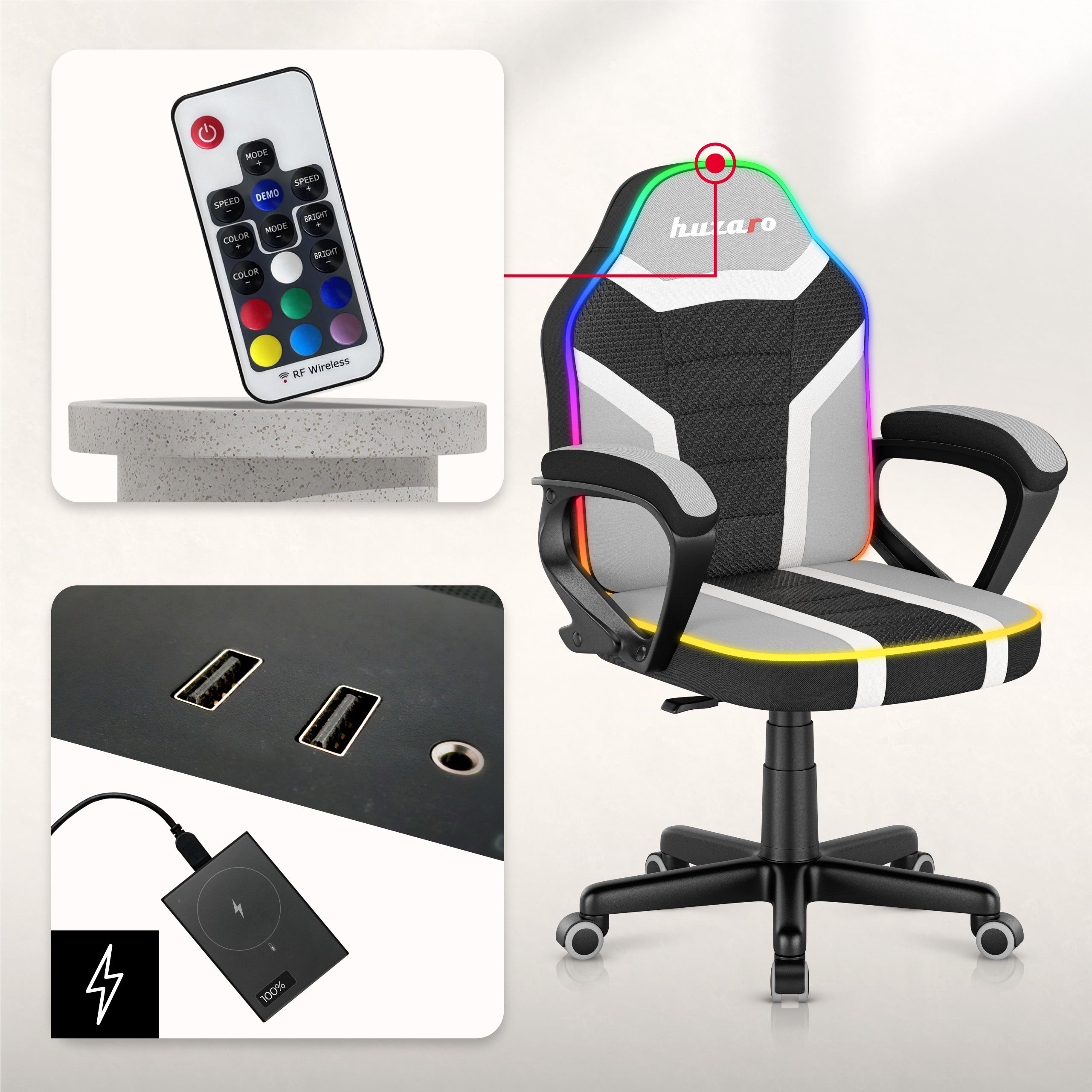 Fotel gamingowy dla dziecka Huzaro Ranger 1.0 RGB