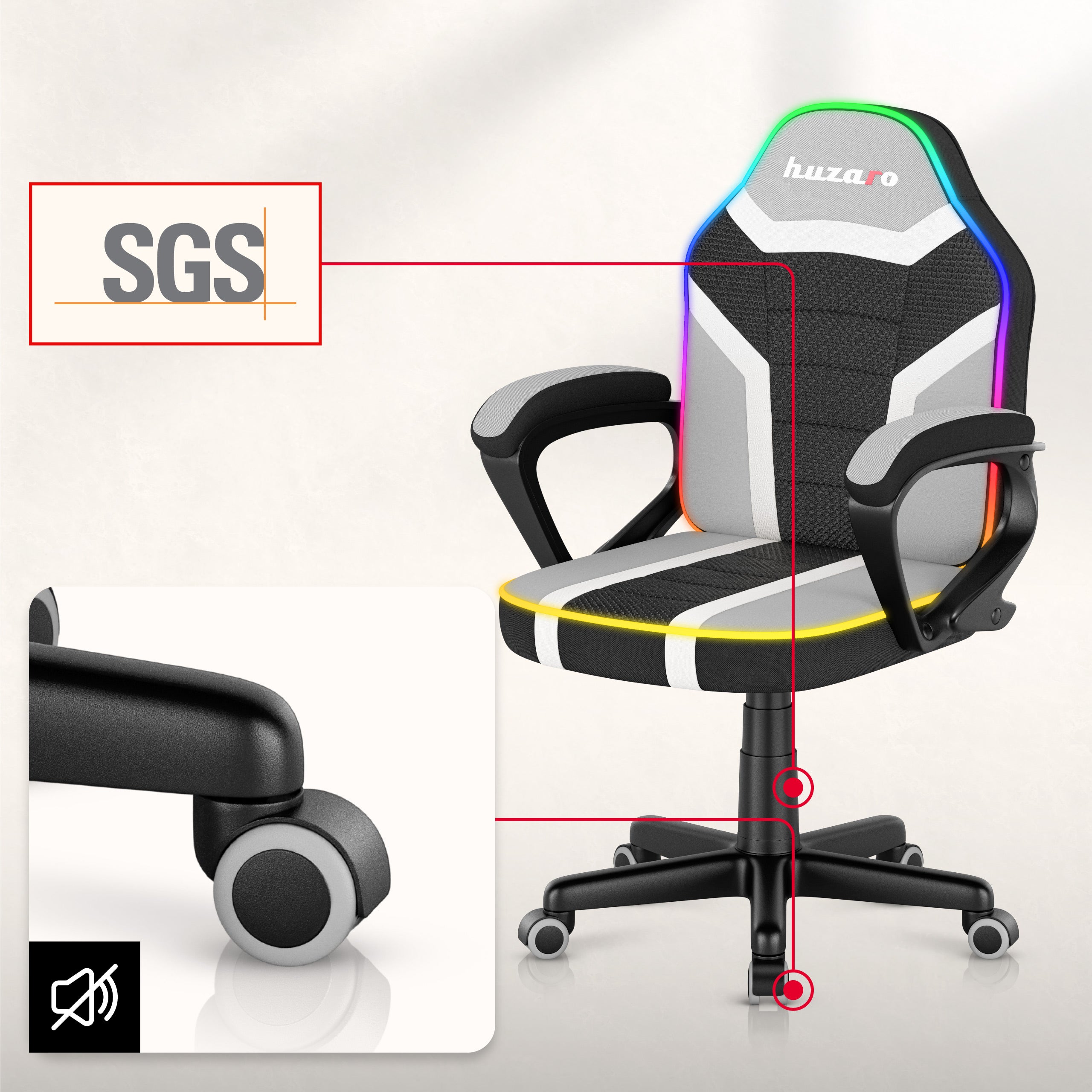 Fotel gamingowy dla dziecka Huzaro Ranger 1.0 RGB