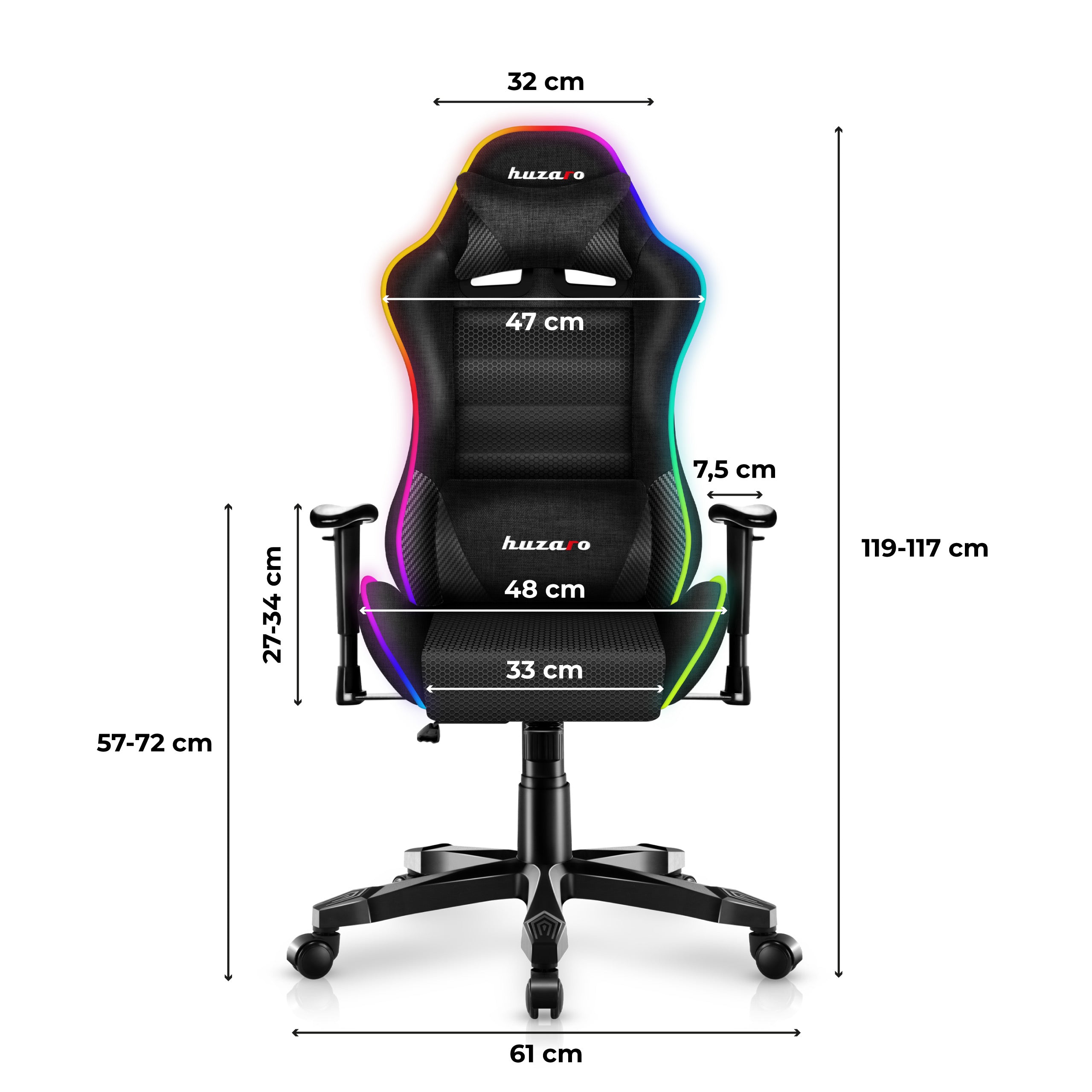 Fotel Gamingowy dla dziecka HUZARO RANGER 6.0 RGB Mesh