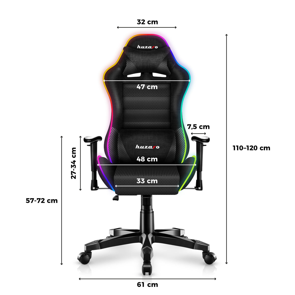 Fotel Gamingowy dla dziecka HUZARO RANGER 6.0 RGB Mesh