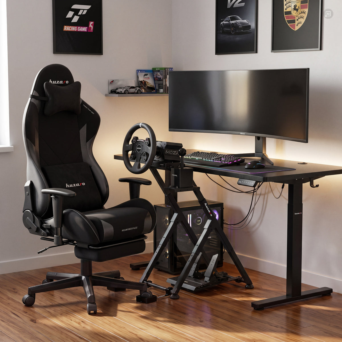Stelaż do simracingu składany Huzaro Speed 2.5 Black